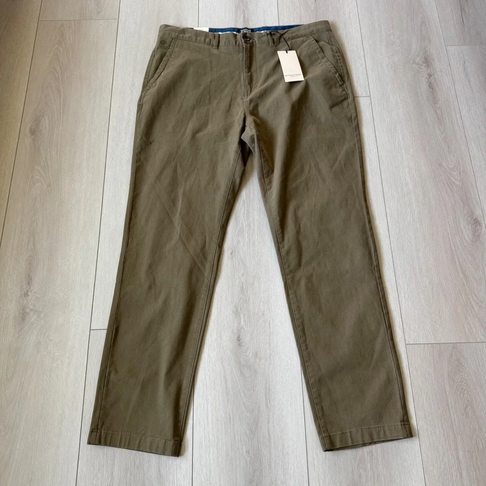 Scotch & Soda Stuart NWT Regular Slim Fit Stretch Chino Pants‎ Brown Tan 36x32 - Picture 2 of 11